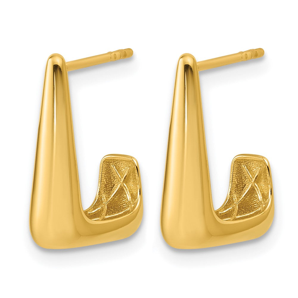 14K Polished J-Hoop Post Earrings