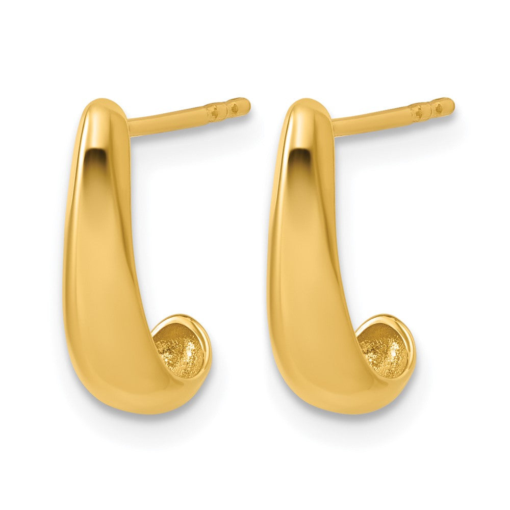 14K Polished J-Hoop Post Earrings