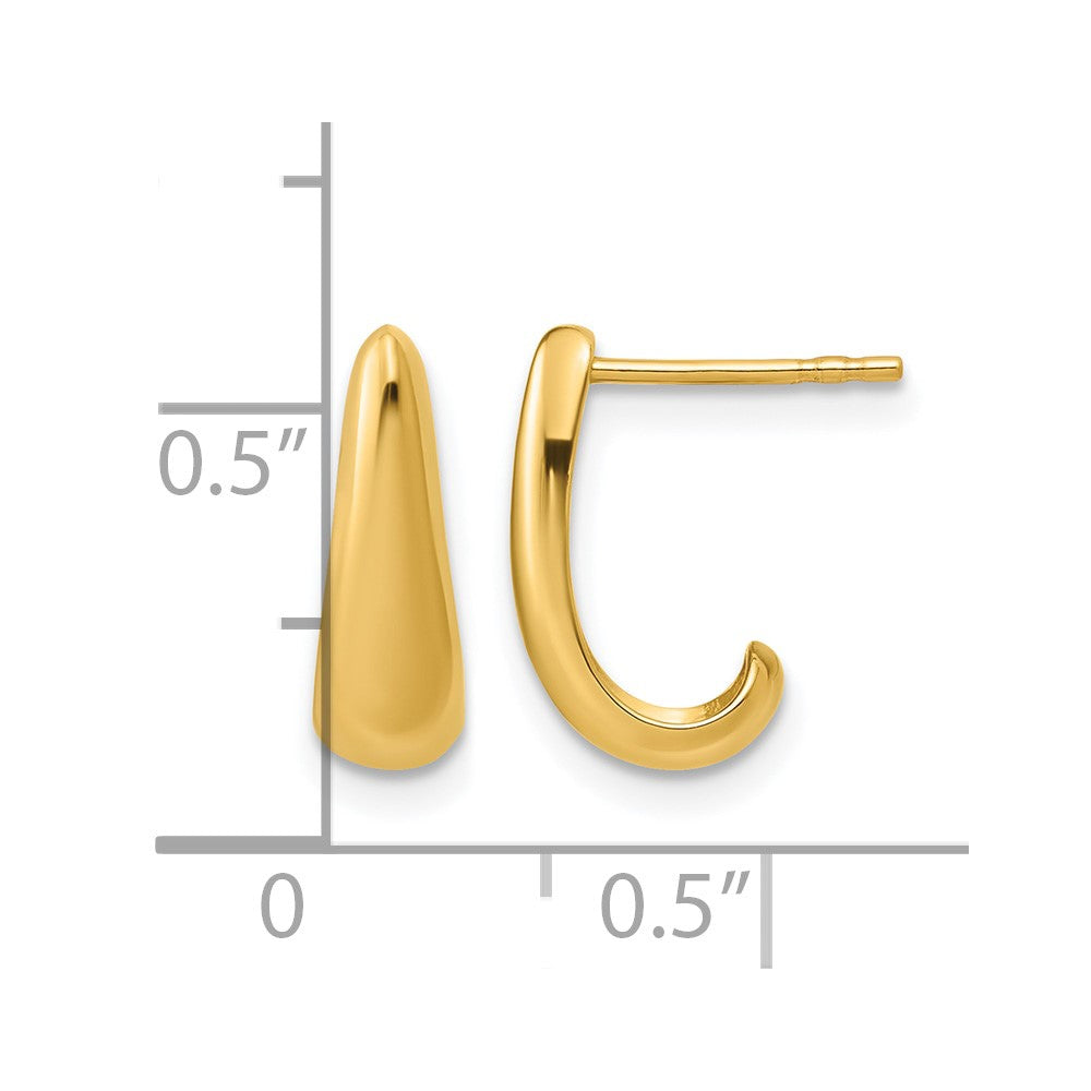 14K Polished J-Hoop Post Earrings