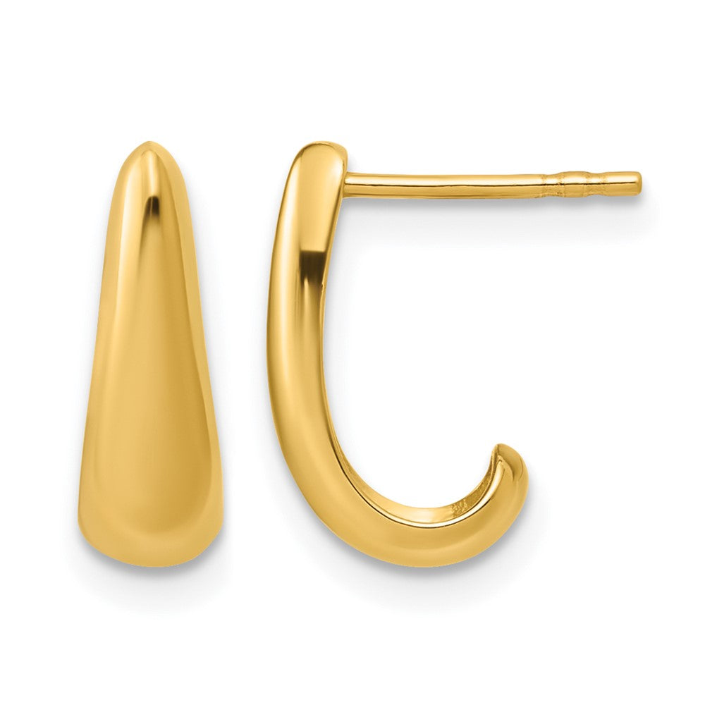 14K Polished J-Hoop Post Earrings