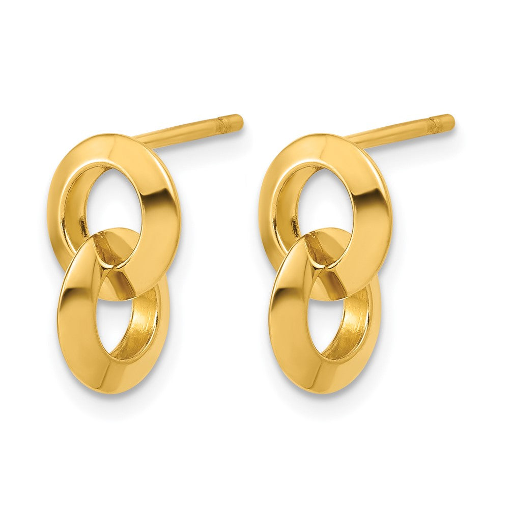 14K Polished Circles Dangle Post Earrings