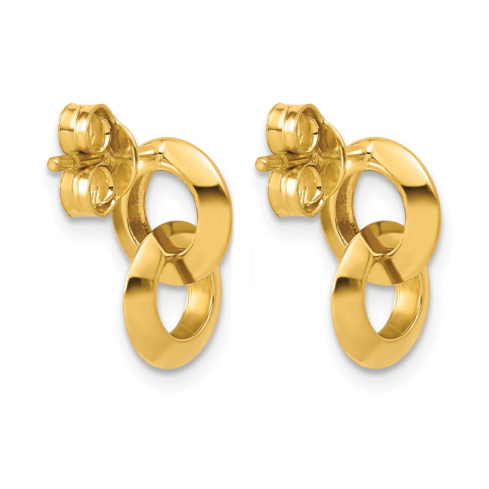 14K Polished Circles Dangle Post Earrings