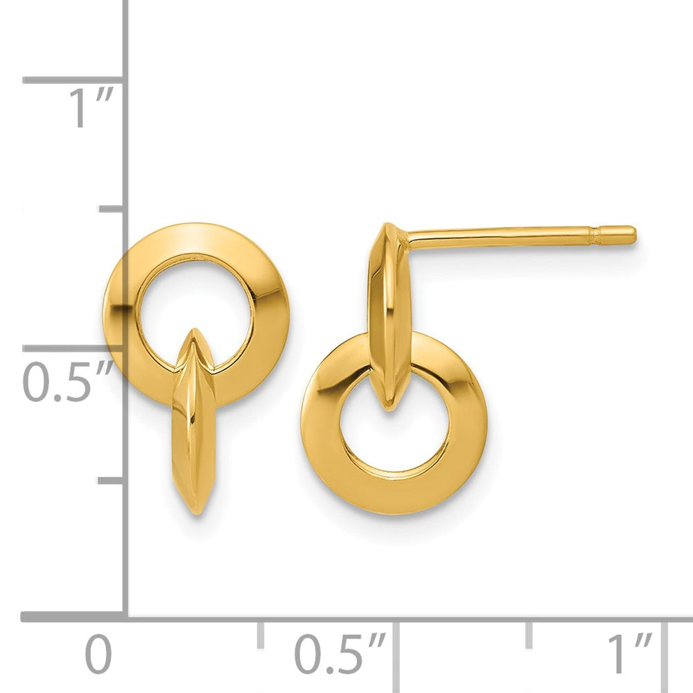 14K Polished Circles Dangle Post Earrings