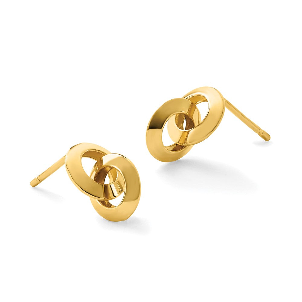 14K Polished Circles Dangle Post Earrings