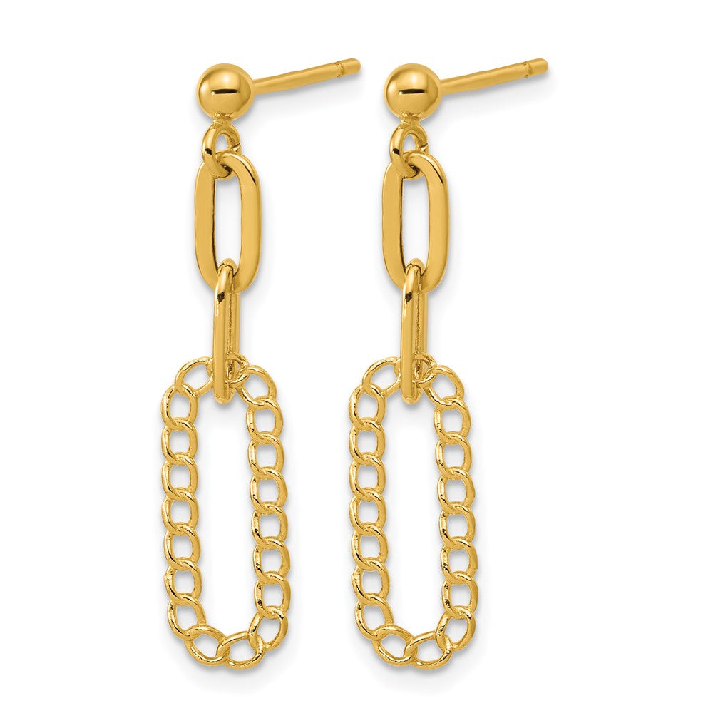 14K Polished Oval Dangle Post Earrings