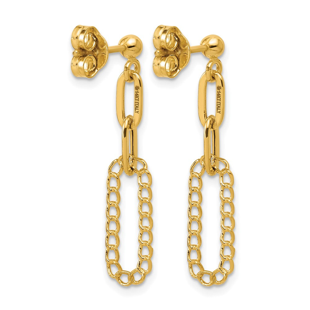 14K Polished Oval Dangle Post Earrings
