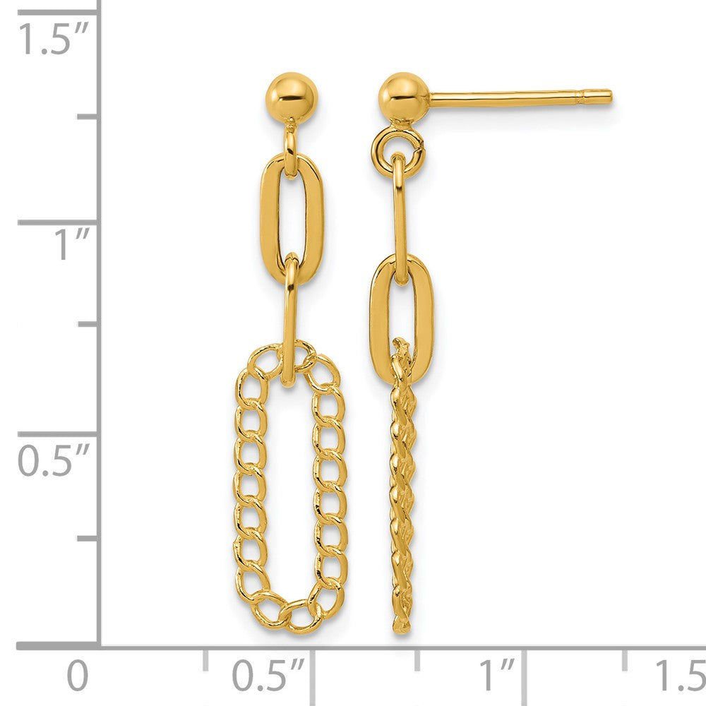 14K Polished Oval Dangle Post Earrings