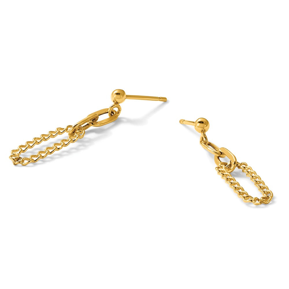 14K Polished Oval Dangle Post Earrings