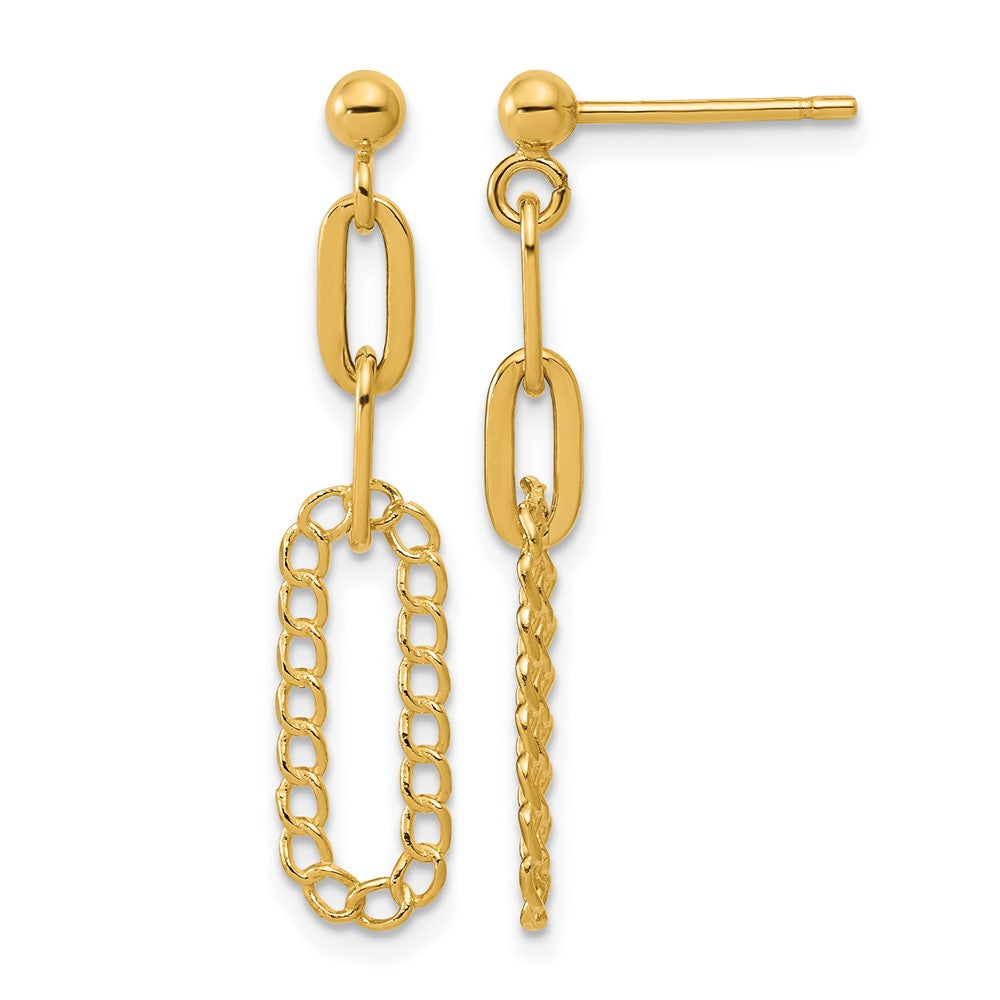 14K Polished Oval Dangle Post Earrings