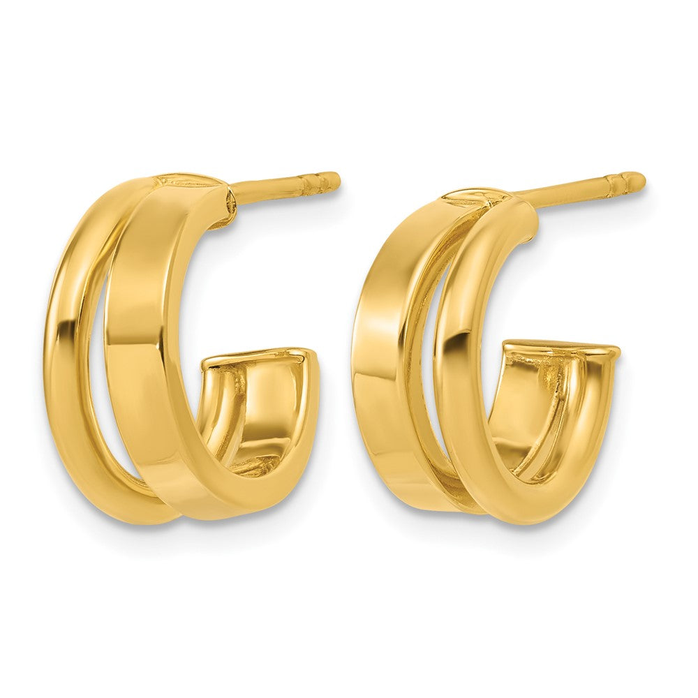 14K Polished 2-Row J-Hoop Post Earrings