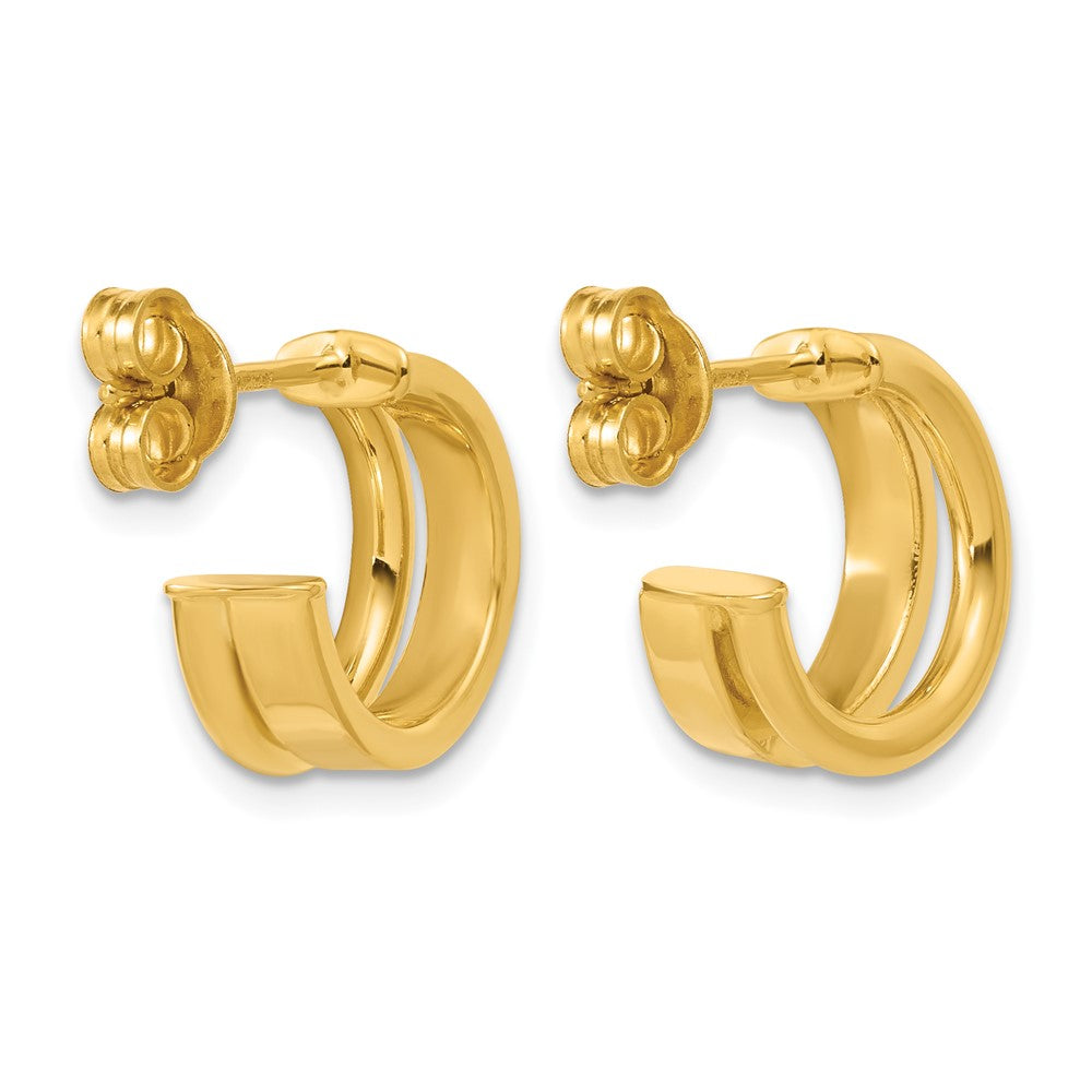 14K Polished 2-Row J-Hoop Post Earrings