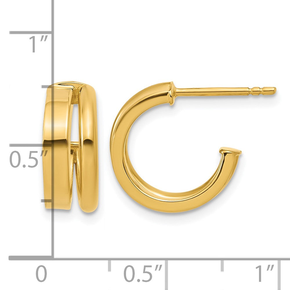 14K Polished 2-Row J-Hoop Post Earrings
