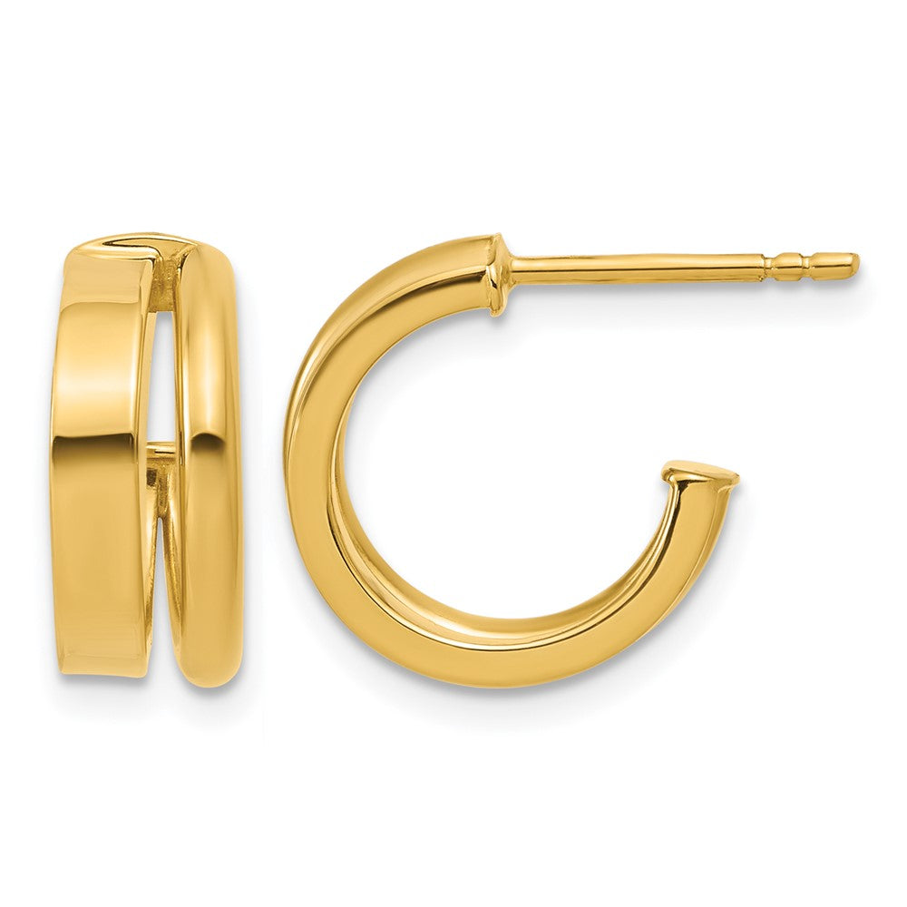 14K Polished 2-Row J-Hoop Post Earrings
