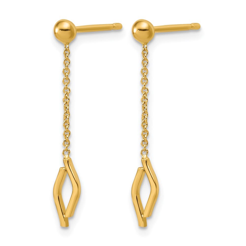 14K Polished Diamond-shaped Dangle Post Earrings