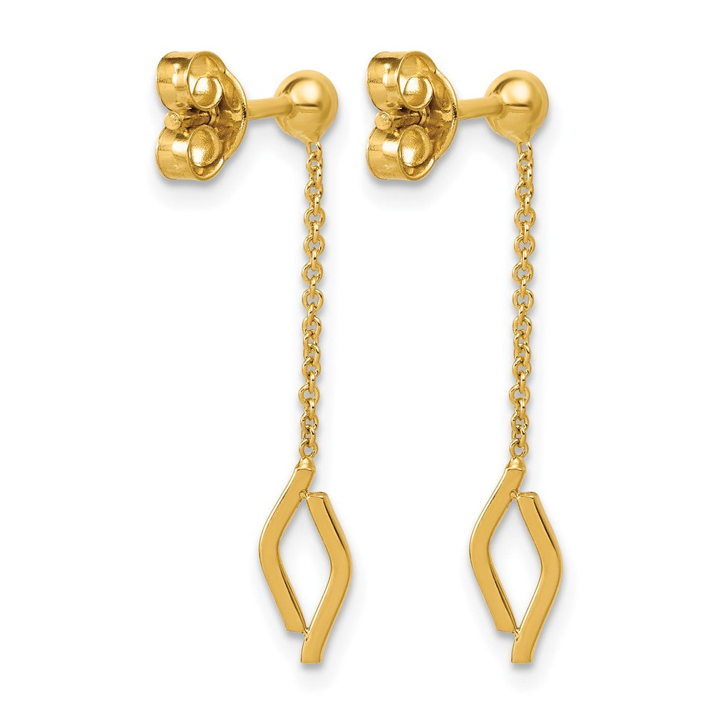 14K Polished Diamond-shaped Dangle Post Earrings
