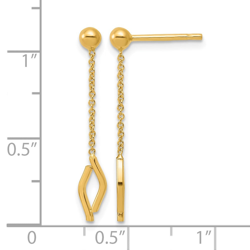 14K Polished Diamond-shaped Dangle Post Earrings