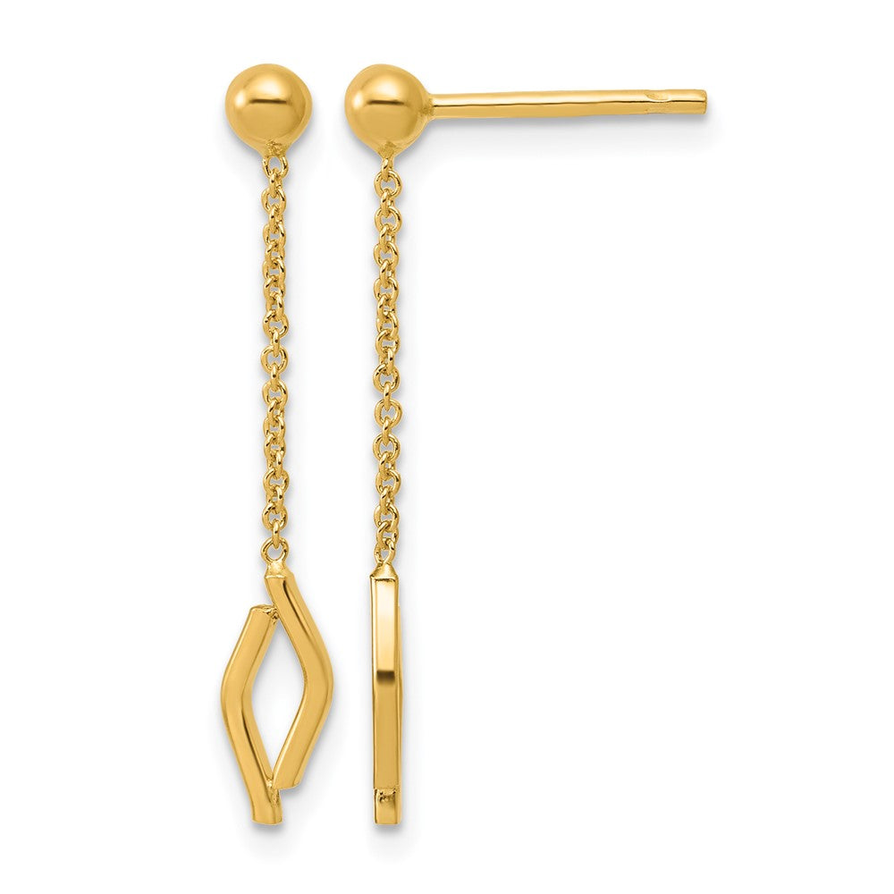 14K Polished Diamond-shaped Dangle Post Earrings