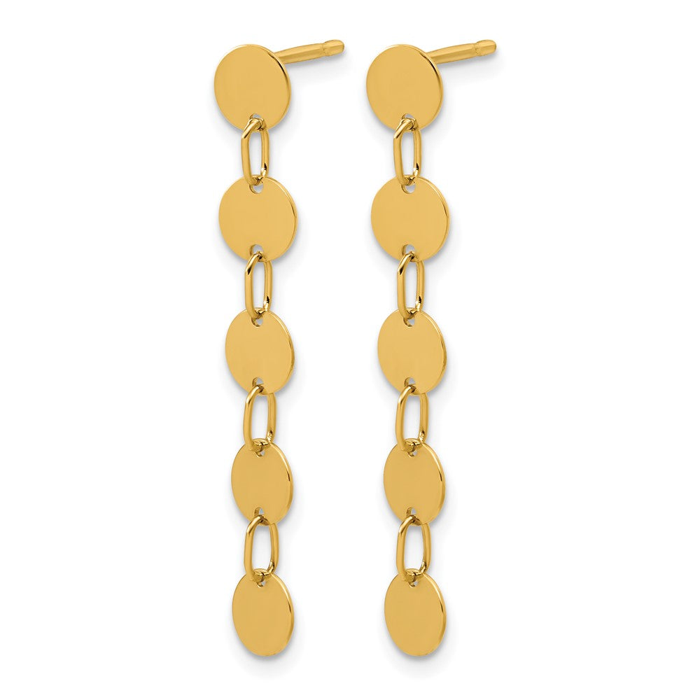 14K Polished Circle Disk Dangle Post Earrings