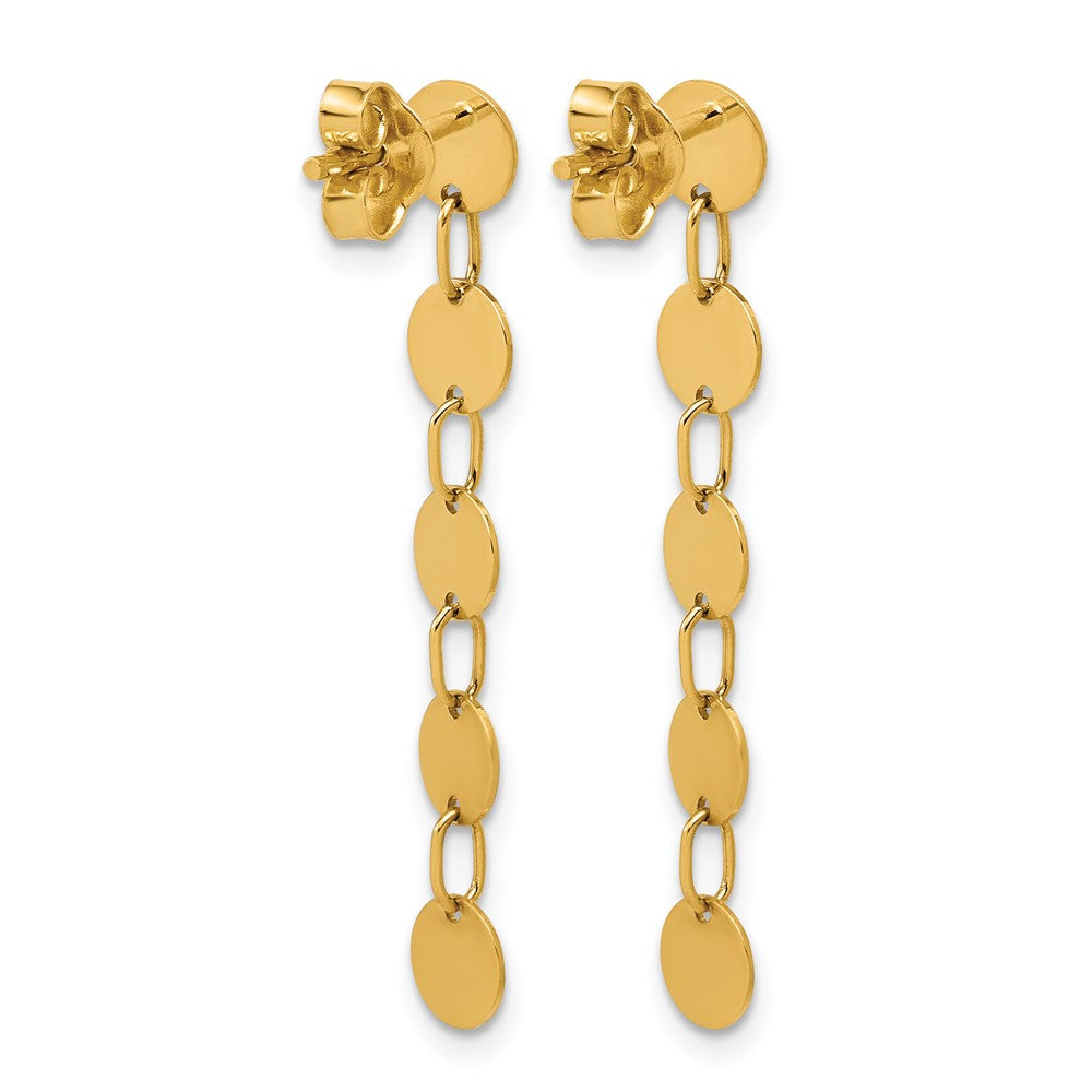 14K Polished Circle Disk Dangle Post Earrings