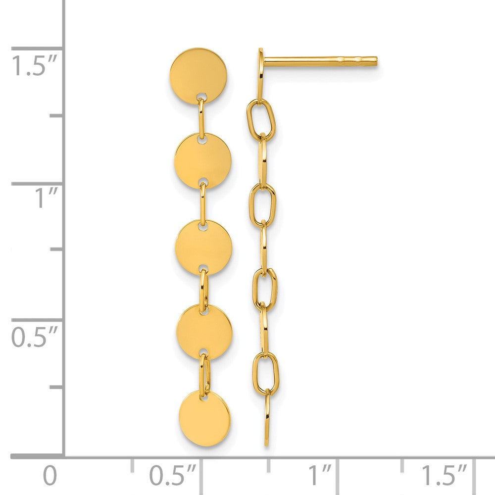 14K Polished Circle Disk Dangle Post Earrings
