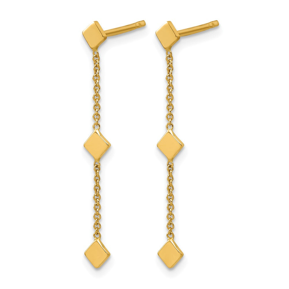 14K Polished Diamond-shaped Disk Dangle Post Earrings