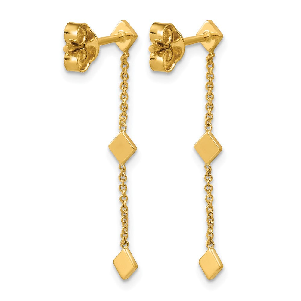 14K Polished Diamond-shaped Disk Dangle Post Earrings