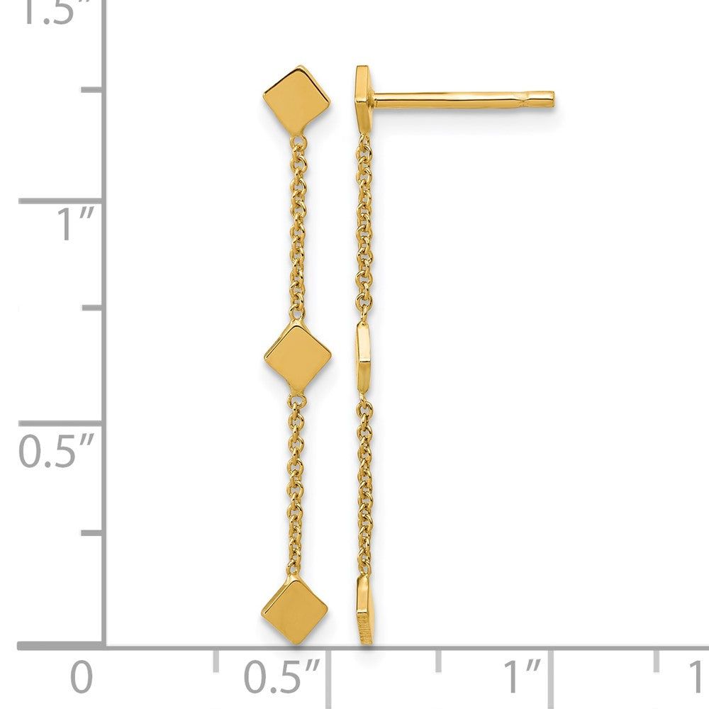 14K Polished Diamond-shaped Disk Dangle Post Earrings