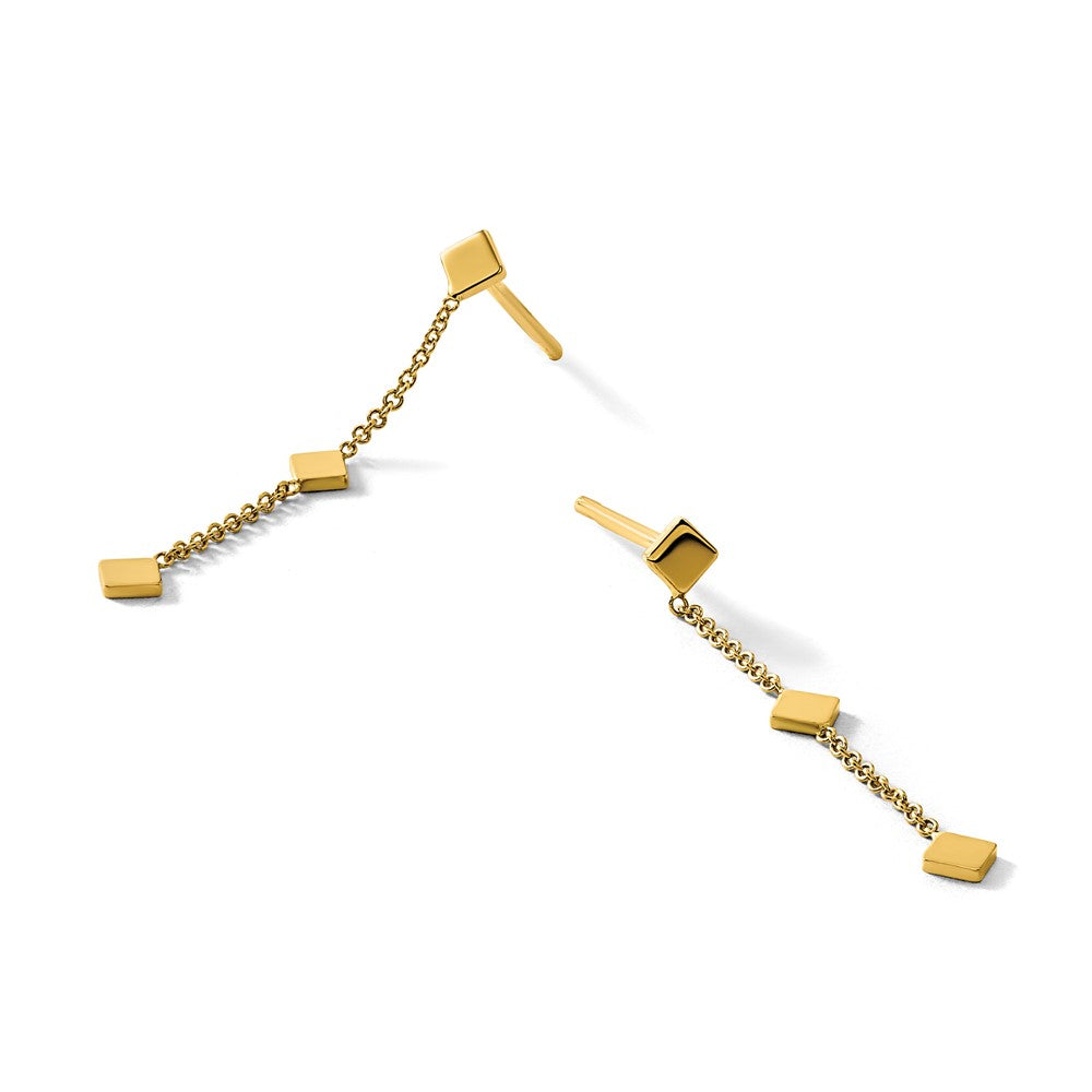 14K Polished Diamond-shaped Disk Dangle Post Earrings