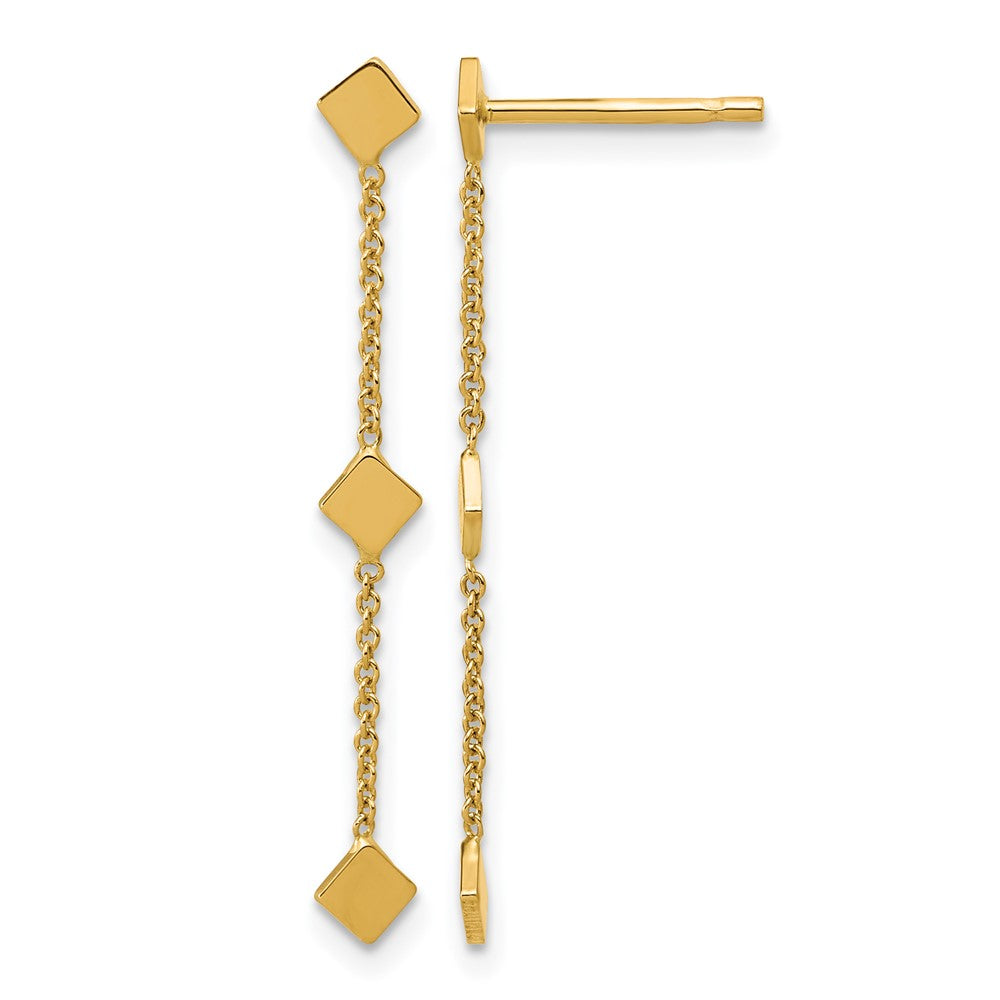 14K Polished Diamond-shaped Disk Dangle Post Earrings