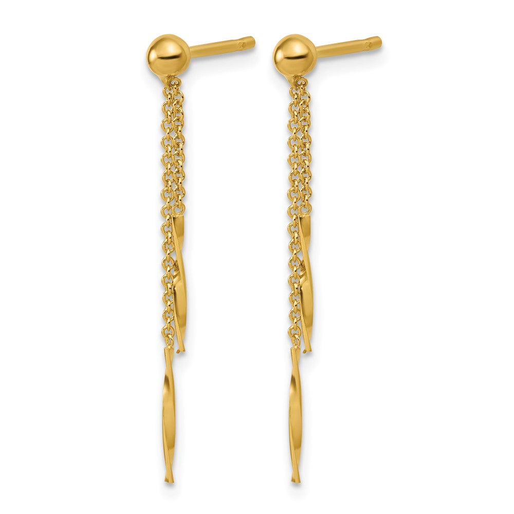 14K Polished Twist Bars Dangle Post Earrings