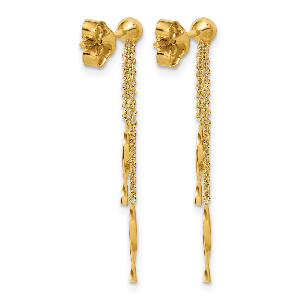 14K Polished Twist Bars Dangle Post Earrings