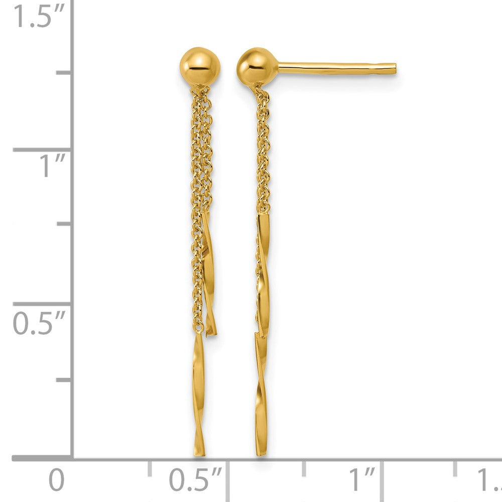 14K Polished Twist Bars Dangle Post Earrings