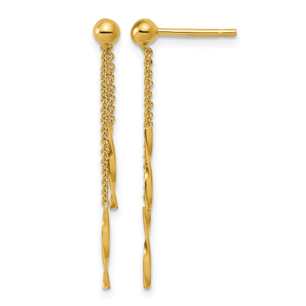 14K Polished Twist Bars Dangle Post Earrings