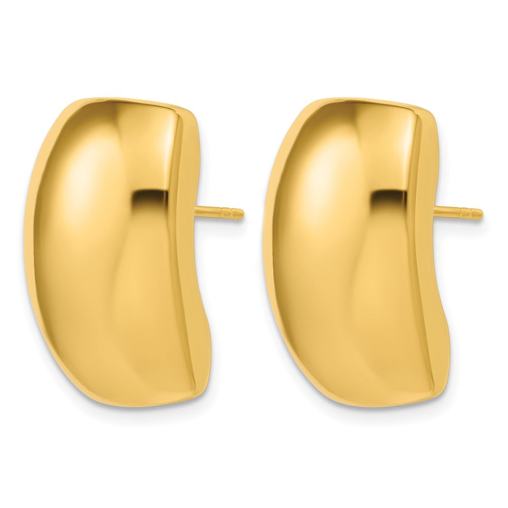 14K Polished Hollow Puffed Post Earrings