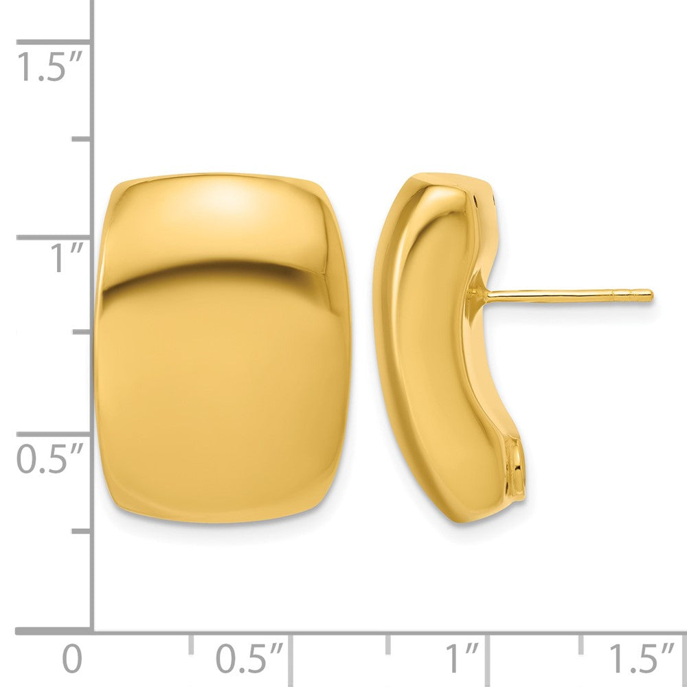 14K Polished Hollow Puffed Post Earrings