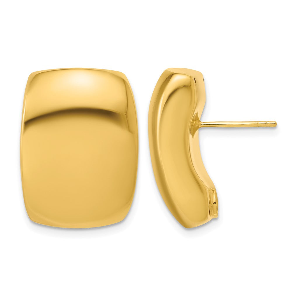14K Polished Hollow Puffed Post Earrings
