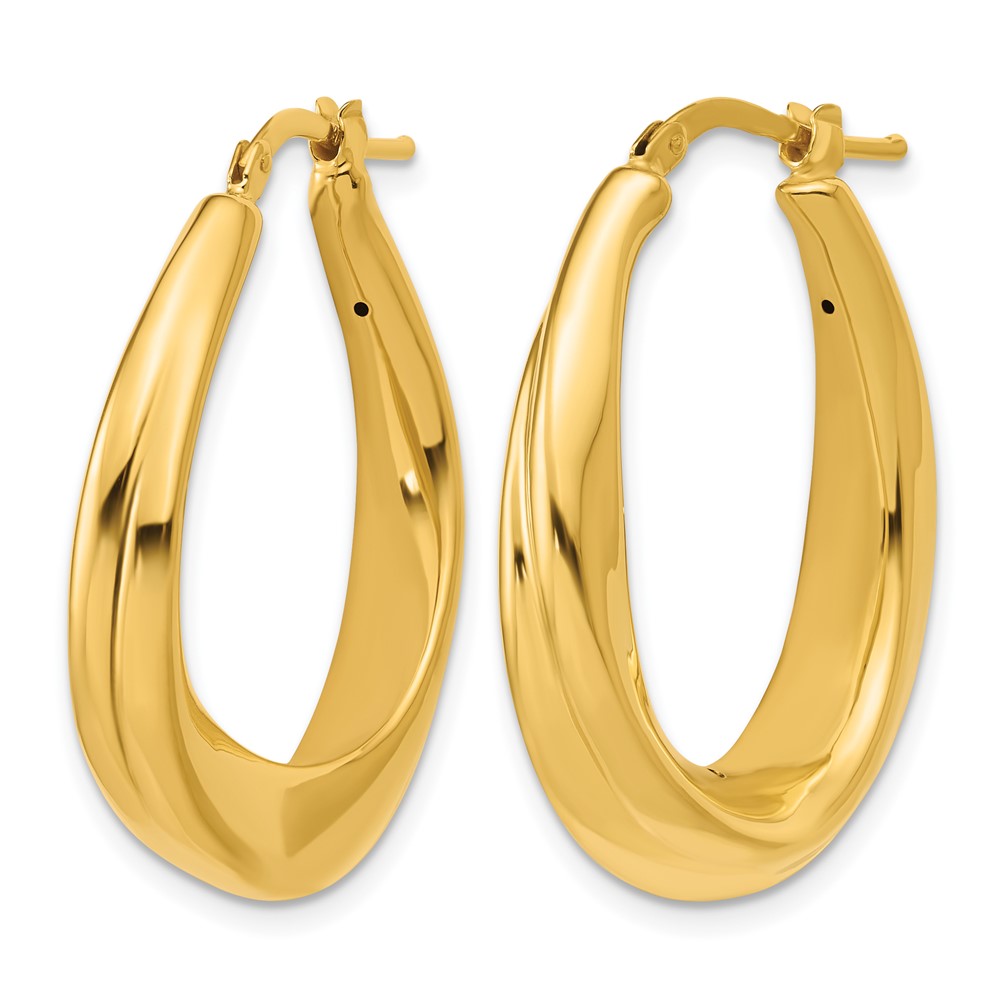 14K Polished Oval Hollow Hoop Earrings
