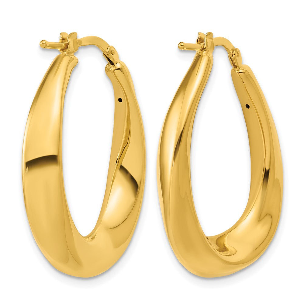 14K Polished Oval Hollow Hoop Earrings
