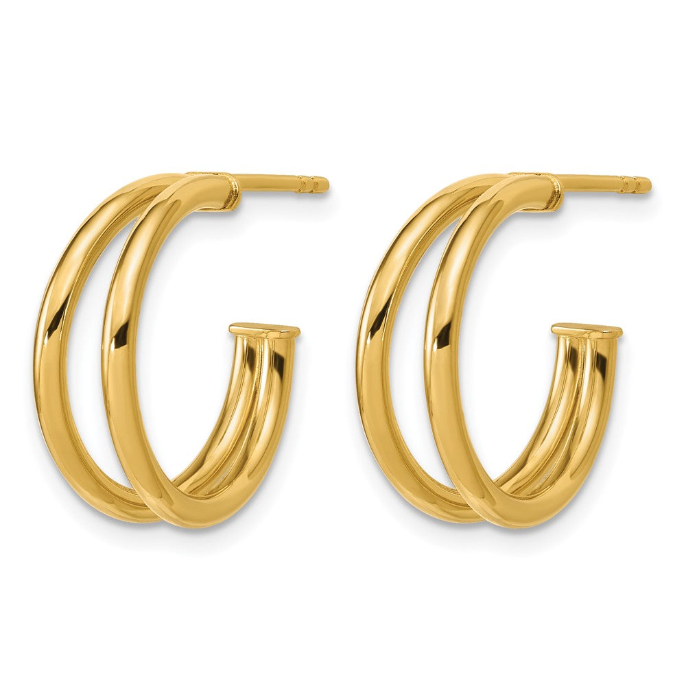 14K Polished 2-row J-Hoop Post Earrings