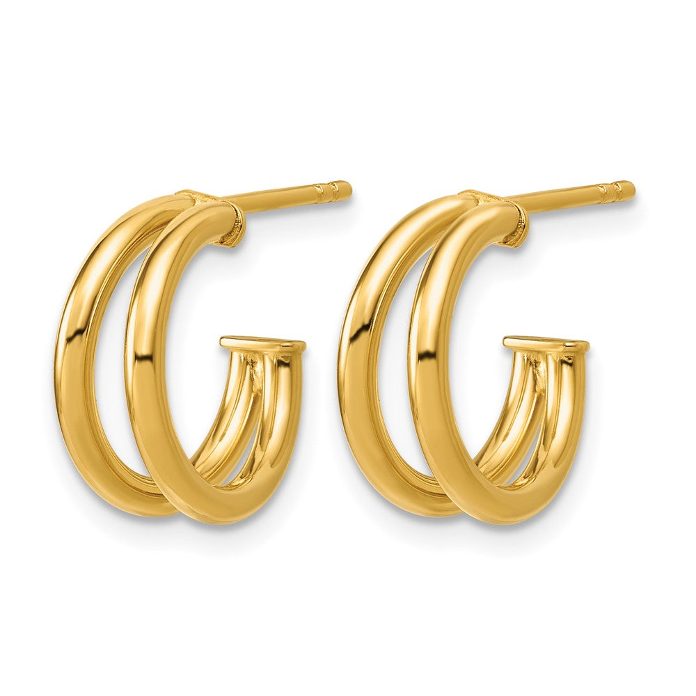 14K Polished 2-row J-Hoop Post Earrings