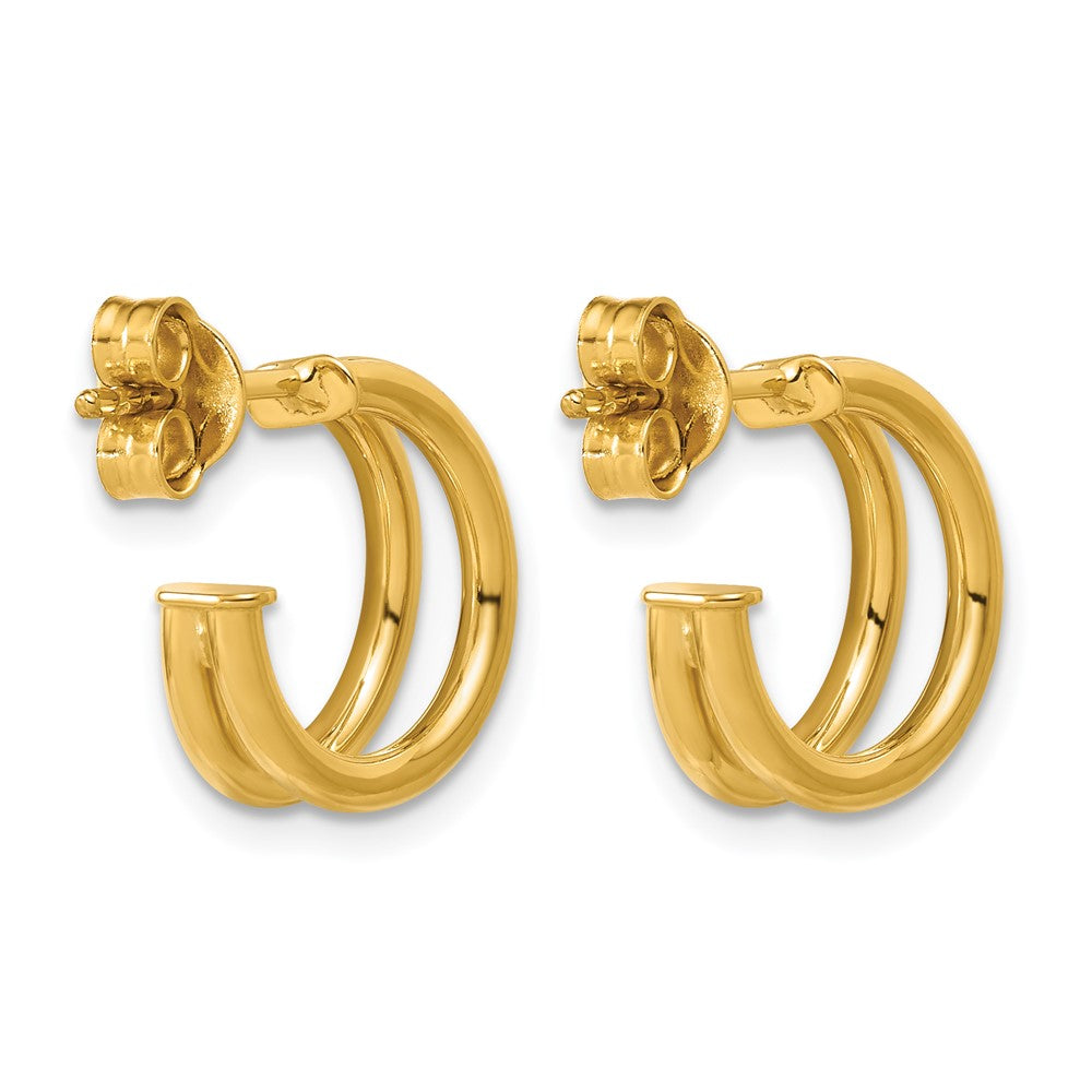 14K Polished 2-row J-Hoop Post Earrings