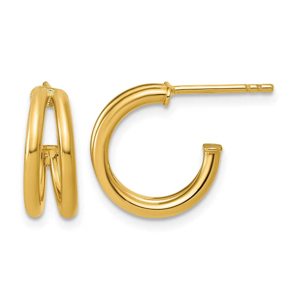 14K Polished 2-row J-Hoop Post Earrings