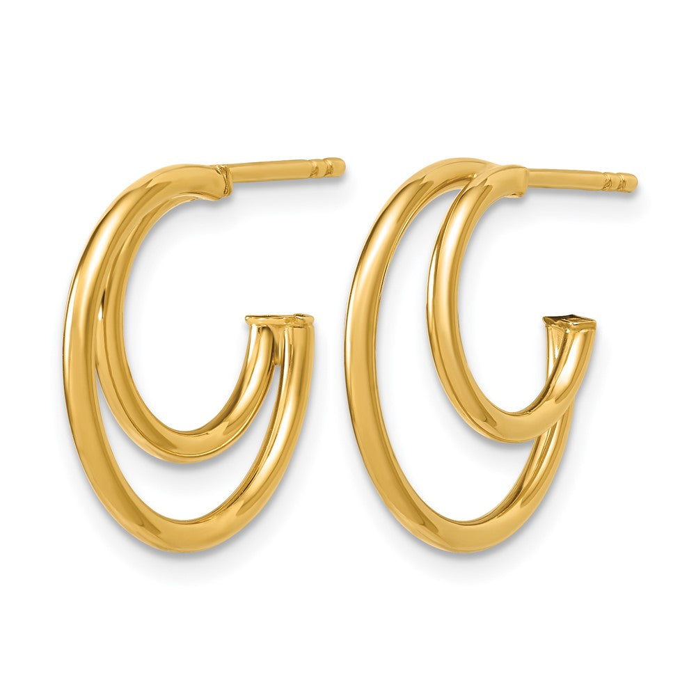 14K Polished 2-row J-Hoop Post Earrings