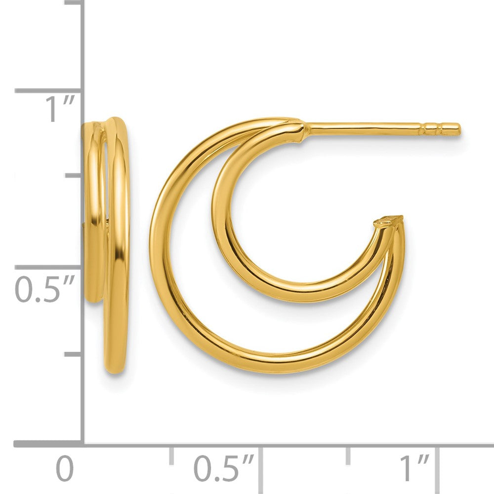 14K Polished 2-row J-Hoop Post Earrings