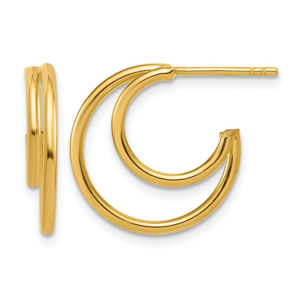 14K Polished 2-row J-Hoop Post Earrings