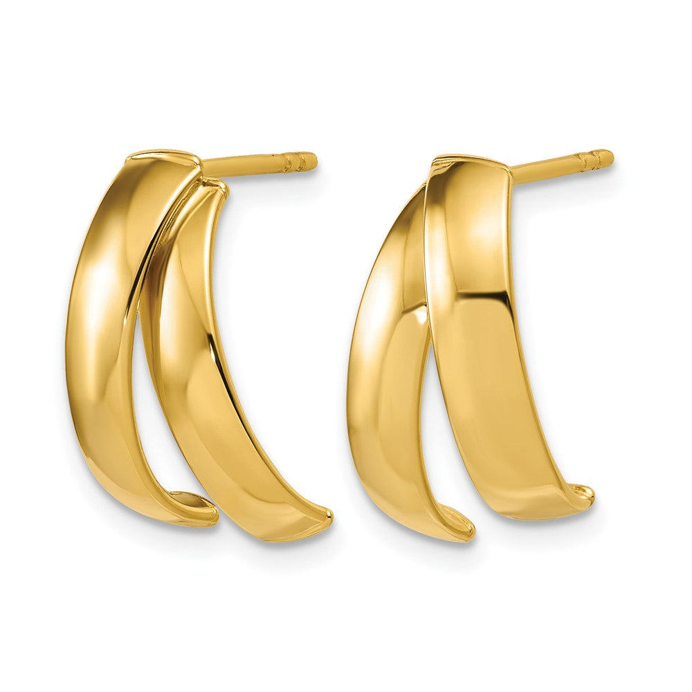 14K Polished J-Hoop Post Earrings
