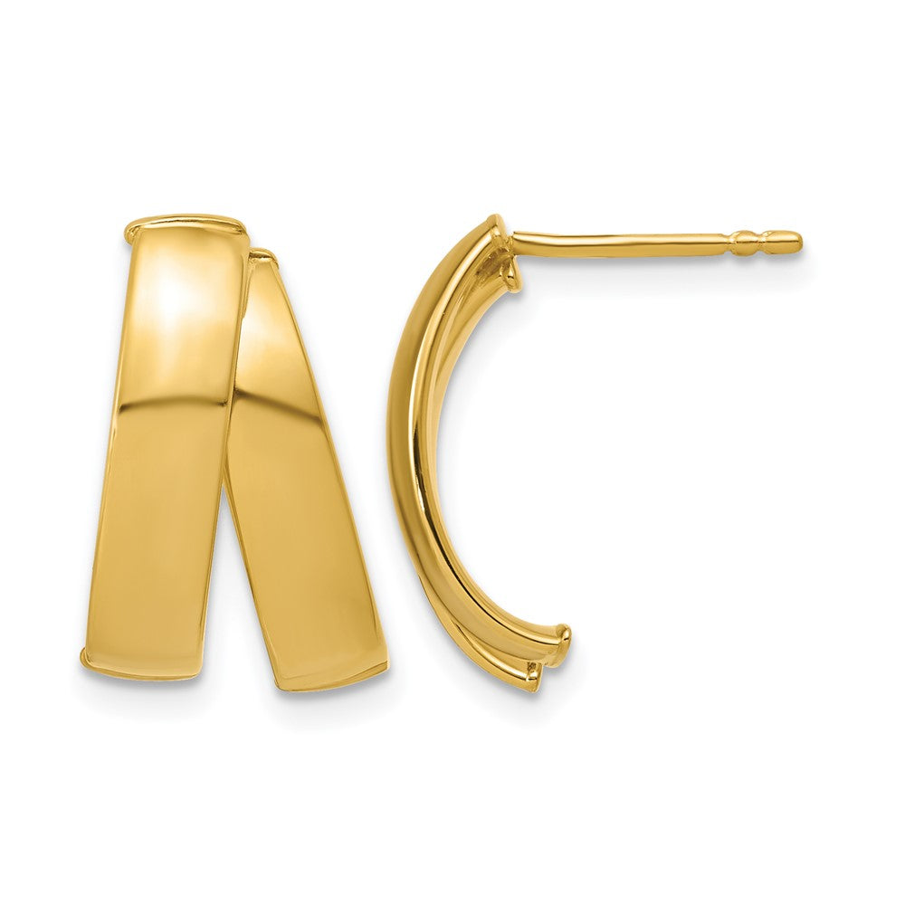 14K Polished J-Hoop Post Earrings