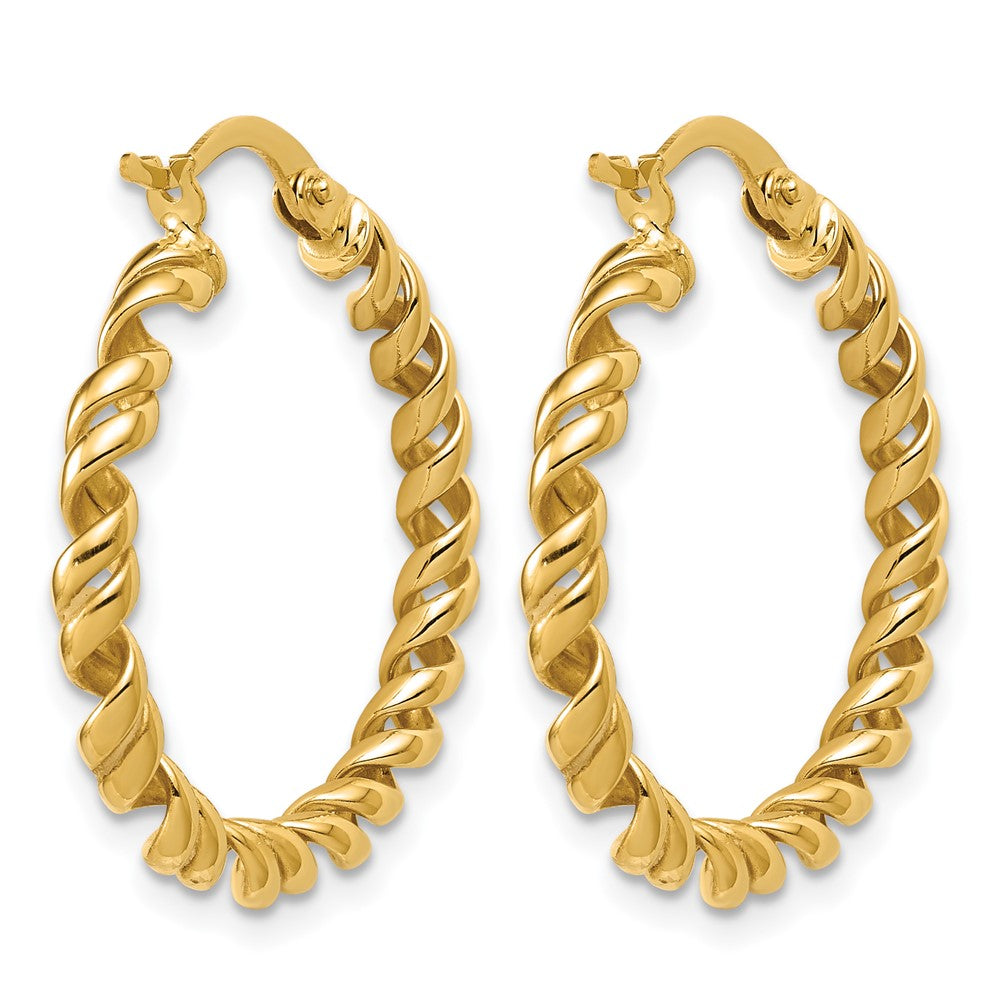14K Polished Twisted Hoop Earrings