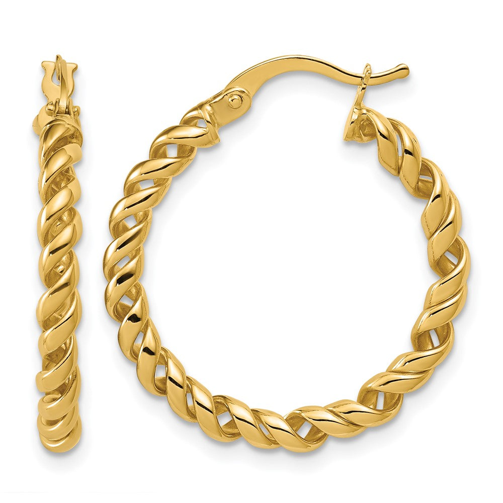 14K Polished Twisted Hoop Earrings