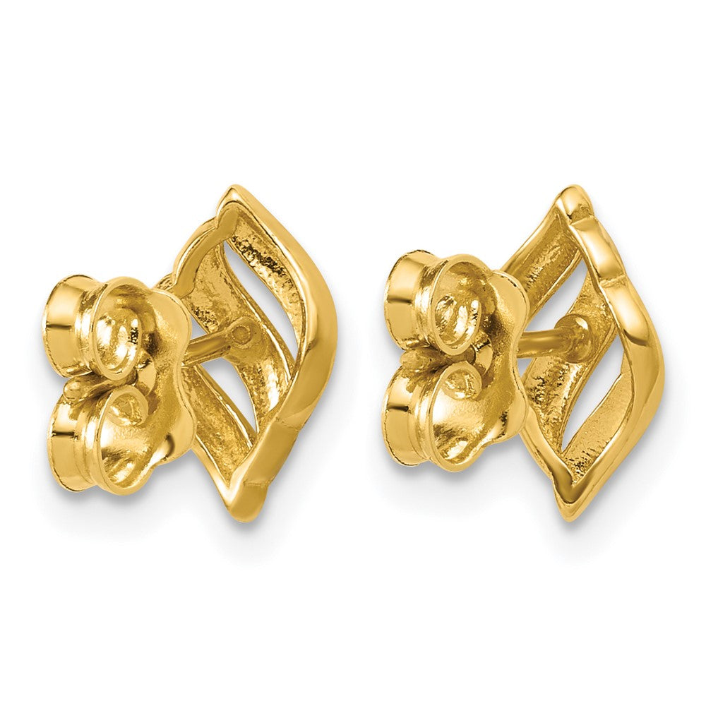 14K w/Rhodium Polished and Diamond-cut Post Earrings